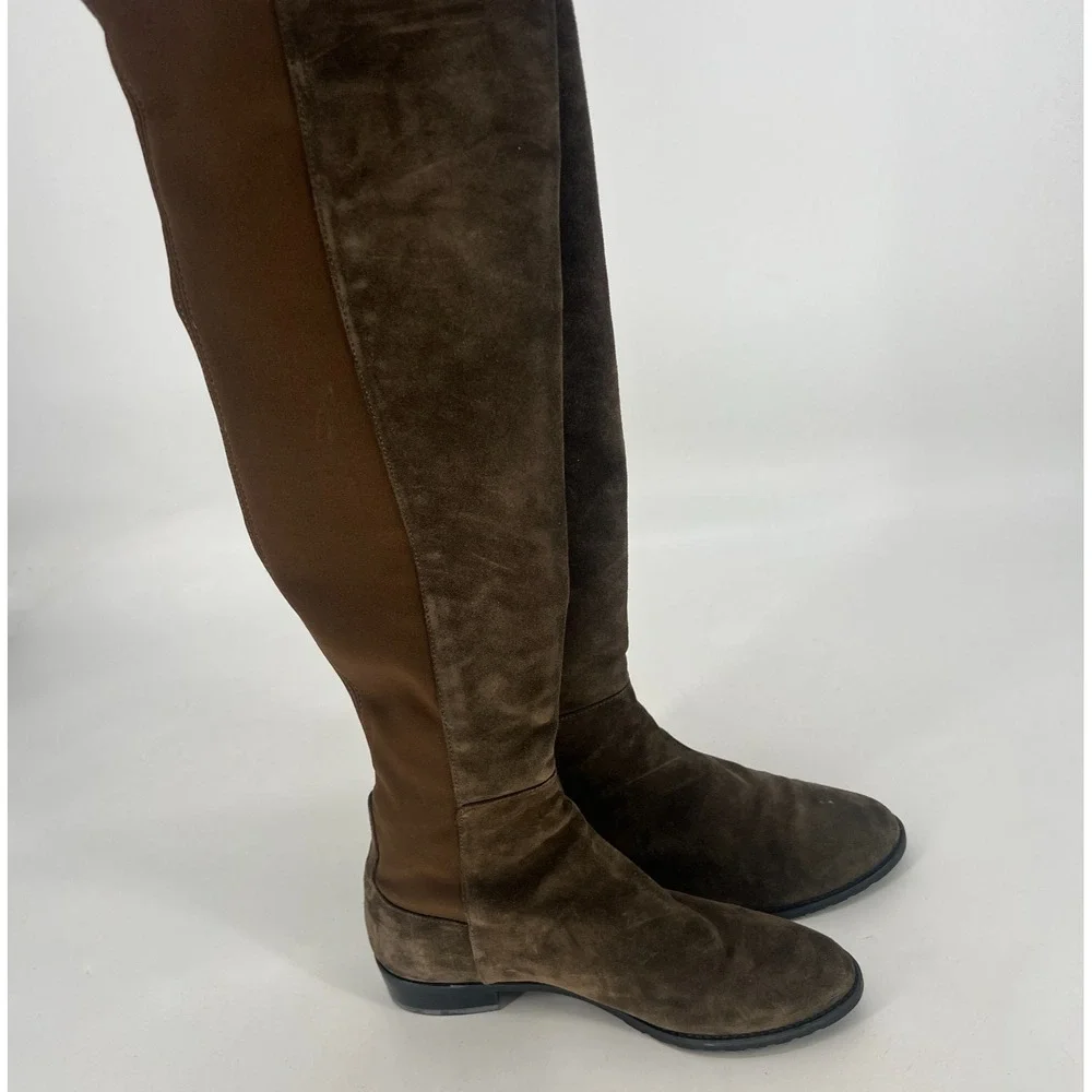 Stuart Weitzman Mane‎ Fringe Suede OTK Boots Green Womens 7.5 Boho Western